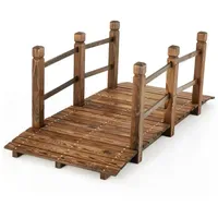 Costway Holzbrücke Gartenbrücke Teichbrücke Zierbrücke mit Geländer 150 x