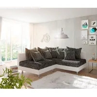 DeLife Ecksofa Clovis Weiss Schwarz Ottomane Rechts modular -