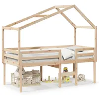 VidaXL Hochbett mit Dach 75x190 cm Massivholz Kiefer
