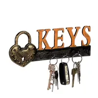 Relaxdays 2 x Schlüsselbrett, Keys Gold,Orange,Schwarz