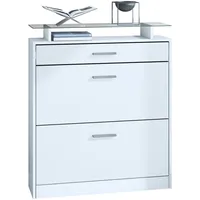 Vladon Schuhschrank Weiß Holzwerkstoff, 89x104x23 cm, Garderobe, Schuhaufbewahrung, Schuhkipper