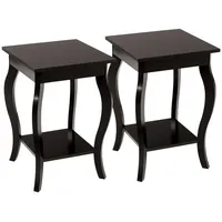 Costway Nachttisch mit Ablage, 2-stöckiger Beistelltisch aus Holz mit