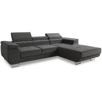 Sofnet Ecksofa Grau, Textil, 5-Sitzer, Ottomane rechts, L-Form,Rechteckig, 282x204
