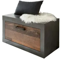 Furn.design Garderobe Sitzbank in Old Used Wood Shabby Design