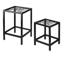 Spetebo - Pflanzenhocker 2er Set - Metall Blumenhocker Pflanzenständer