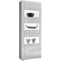 Furn.design Vitrine in weiß Hochglanz und Stone Design grau