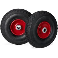 Relaxdays 4 x Sackkarrenrad 3.00-4 schwarz-rot