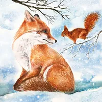 Ti-Flair 20 Servietten Fuchs im Winter Tier des Waldes