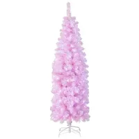 Costway Künstlicher Weihnachtsbaum Bleistift Rosa 180 cm
