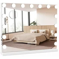 Goplus 4658cm Spiegel mit 15 LED-Beleuchtung, Schminkspiegel, Dimmbarer Kosmetikspiegel