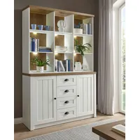 Furn.design Buffetschrank weiß Eiche hell Landhaus 130 x 198
