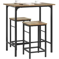 SoBuy Bartisch Set 3-teilig Bistrotisch mit 2 Stühlen Esstisch