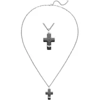 Jobo Collier Halskette mit Kreuz-Anhänger Edelstahl Silber 56 cm