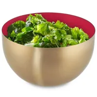 Relaxdays 3 x Salatschüssel Edelstahl rot-gold