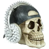 Colourliving Dekofigur Totenkopf Cappy mit Kopfhörer und Stacheln Schädel
