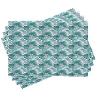 ABAKUHAUS Tropisch Platzmatten, Jungle Coconut Monstera, Waschbare Stoff Esszimmer