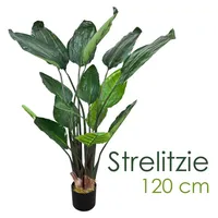 Decovego Kunstpflanze Strelitzie Paradiesvogelblume im Topf, Höhe 120 cm