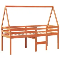 VidaXL Hochbett mit Dach Wachsbraun 80x200 cm Massivholz Kiefer