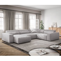 DeLife Wohnlandschaft Sirpio XL 360x260 cm Cord Silbergrau Recamiere