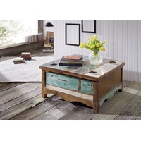 Massivmoebel24 Couchtisch Altholz 90x90x45 mehrfarbig lackiert NATURE of SPIRIT