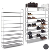 Relaxdays 2 x Schuhregal xxl, 10 Ebenen, erweiterbare Schuhablage