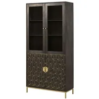 Massivmoebel24 Vitrine Mango 99x40x200 grau geölt diamond 115