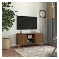 Furnicato TV-Schrank Massivholz-Beine Braun Eichen-Optik 103,5x35x50 cm