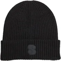 S.Oliver Strickmütze aus Baumwollmix, Damen, schwarz, 1