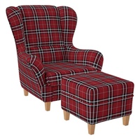 Supellex Ohrensessel Sofia Oxford kariert Rot 70 x 100