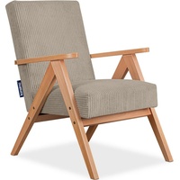Konsimo KONSIMO® - NASET Sessel, gepolstert Echt-Holz-Rahmen, dunkelbeige
