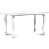 Konsimo Esstisch ausziehbar bis 200cm oval "ALTIS", Weiß, Furnier,