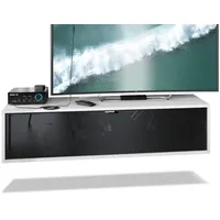 Vladon Lowboard, Schwarz Hochglanz, Holzwerkstoff, 120x29x37 cm, Wohnzimmer, Wohnwände,