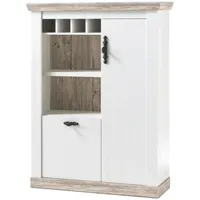 Furn.design Highboard Rovola Pinie weiß / Oslo Pinie Landhaus