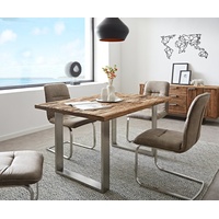 DeLife Esstisch Reclaimed 140x90 cm Vintage-Optik Edelstahl schmal