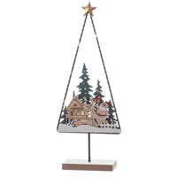 MARELIDA LED Dekoobjekt Holz Baum Santa 30 cm Tischdekoration