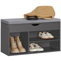 SoBuy Schuhbank mit Sitzfläche Schuhschrank Schuhregal 3 Fächer Grau