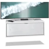 Vladon Lowboard, Weiß Hochglanz, 80x29x37 cm, Wohnzimmer, Wohnwände, Lowboards,