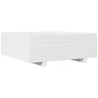 VidaXL Pflanzkübel Weiß 70x70x26,5 cm Massivholz Kiefer