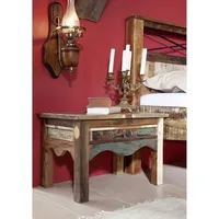 MASSIVMOEBEL24.DE Nature of Spirit Nachttisch 60x40x40 Indisches Altholz, Farbe:Mehrfarbig