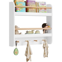 Woltu Kinderregal mit 2 Ablagen und 4 Haken  Kiefer