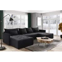 Sofnet Wohnlandschaft Schwarz, Textil, 7-Sitzer, U-Form,Rechteckig, 365x80x180 cm, Wohnzimmer,