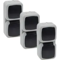 ChiliTec 3er Set Feuchtraum Schalter Steckdose Kombi vertikal IP44