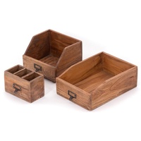 DESIGN DELIGHTS SCHREIBTISCH ORGANIZER Set Office 3-teilig, Mahagoni-Holz l