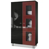 Vladon Vitrine, Bordeaux, Holzwerkstoff, 71x129x35 cm, Wohnzimmer, Wohnwände, Vitrinenschränke