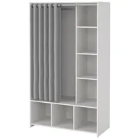 VCM Kit Kleiderschrank mit Vorhang hellgrau.