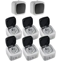 ChiliTec Feuchtraum Wechselschalter Steckdosen IP44 250V AC Aufputz Set