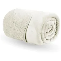 BestLivings Kuscheldecke XXL 150x200cm (Creme) Flauschige Wendedecke, Flanell Sherpa-Fleece,