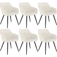 Woltu Esszimmerstuhl Samt cremeweiß 6er Set