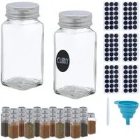 Relaxdays Gewürzgläser 36er Set 120 ml Silber, Transparent