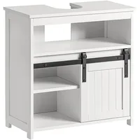 SoBuy Waschbeckenunterschrank mit Schiebetür MDF Metall Weiß 60 cm